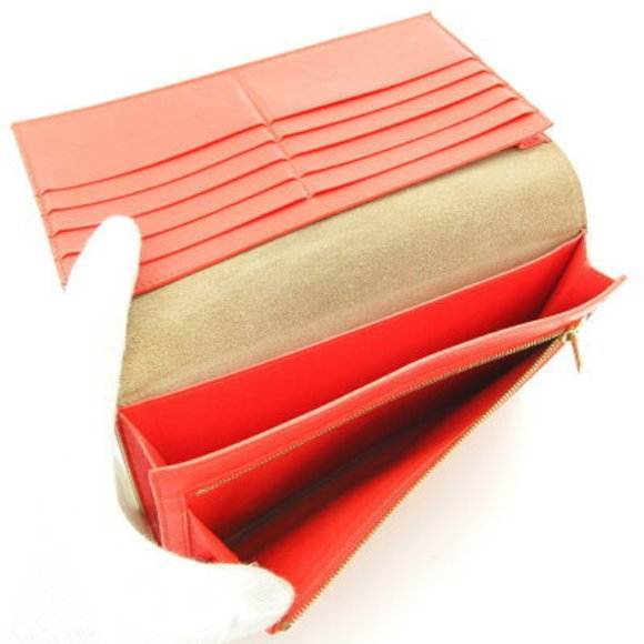 Celine Strap Large Multi Function Bifold Long Wallet Beige x Red - Picture 5 of 9